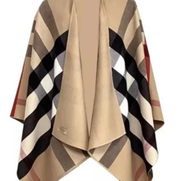 Burberry Reversible Check Wool Cape - Picture 5 of 6